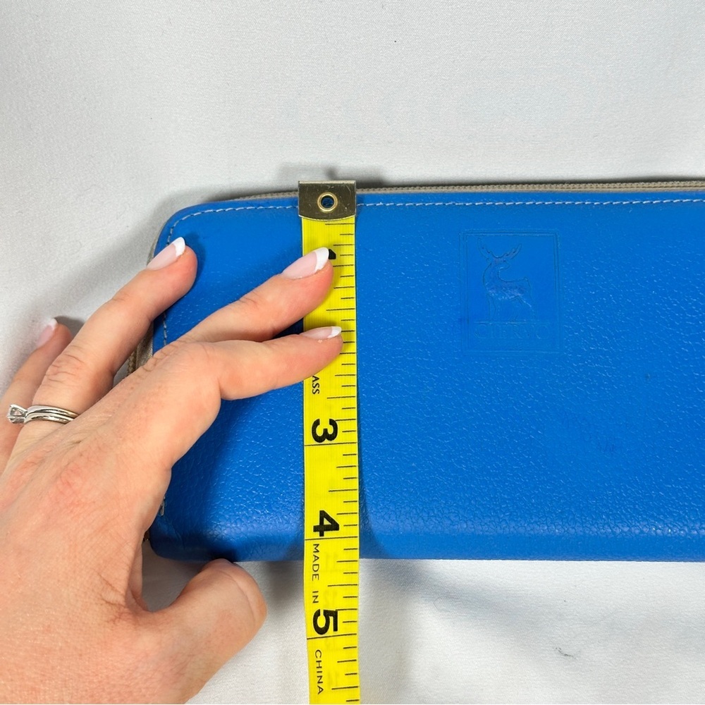 CIERVO Handmade Leather Zip Around Wallet Royal Blue - Picture 11 of 12